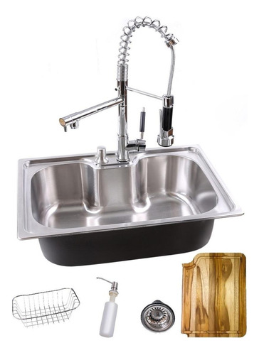 Kit Cuba Cozinha Gourmet Inox + Torneira Monocomando + Tábua