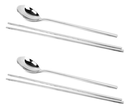 . Coreano 2 Sets Acero Inoxidable Palillos Y Cuchara Vajilla