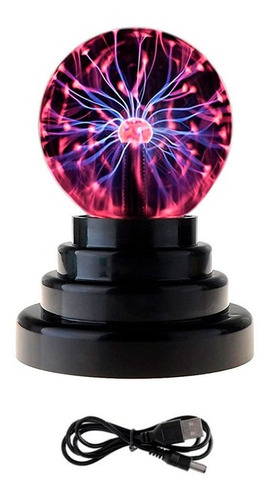 Imagen 1 de 10 de Bola Plasma Con Rayos Lampara Magica Luz Electrica Usb-pila