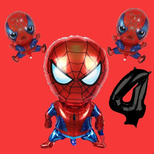  Spiderman Globo, Set De 4 Globos, Hombre Araña