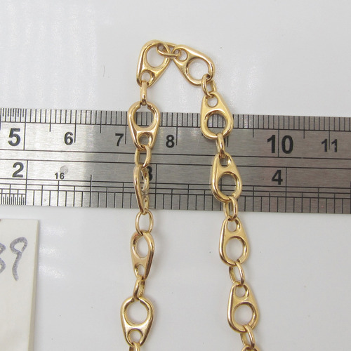 7939 Pulseira Comp. 22 Cm Pulseira Maciça Reforçada Ouro 18