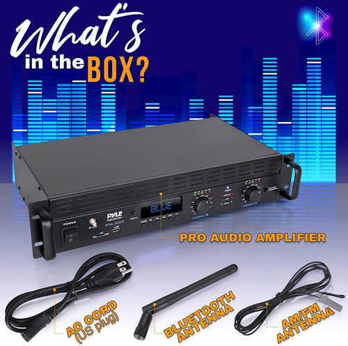 Amplificador Pyle, Bluetooth, 2 Canales, 2000w Pro