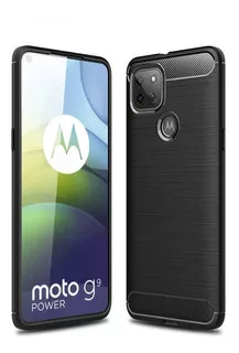 Funda Carbono Rugged Motorola Moto G9 Power + Vidrio Full 9d
