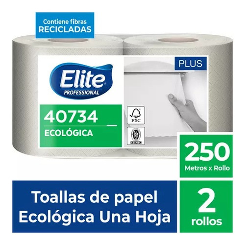 Toalla Nova Elite Ecológica 250mt X 2 Rollos