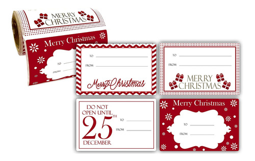 Etiquetas De Regalo Para Navidad 60 Piezas Color Rojo Blanco