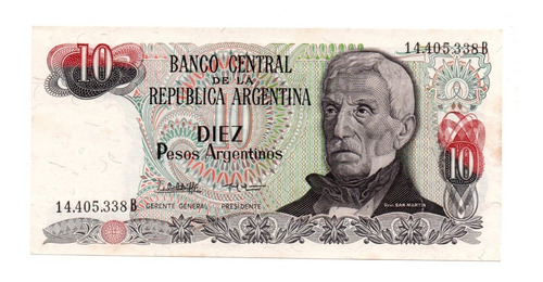 Billete Argentina 10 Pesos Argentinos Bottero 2615 Ex+