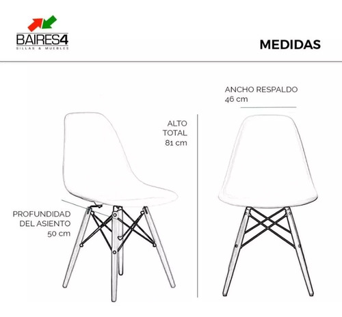 Imagen 6 de 6 de Pack X 4 Sillas Eames De Diseño Vintage | Contado