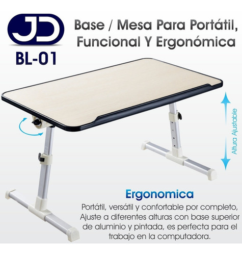 Base / Mesa Para Portátil Jd Bl-01, Funcional Y Ergonómica