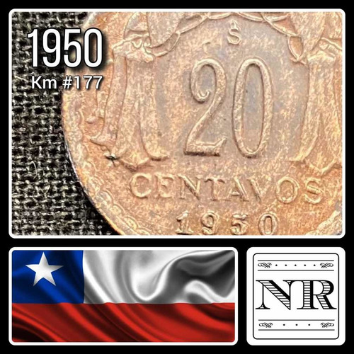 Chile - 20 Centavos - Año 1950 - Km #177 - Flor Nacional