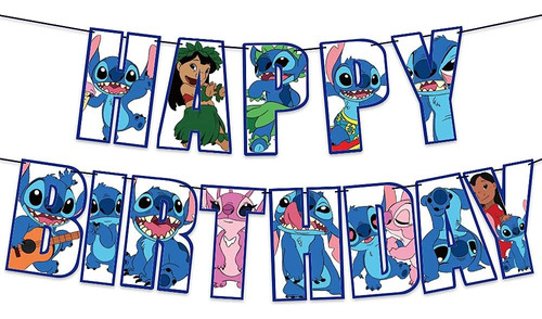 ~? Banner De Cumpleaños Para Lilo Y Stitch, Lilo Y Stitch Su