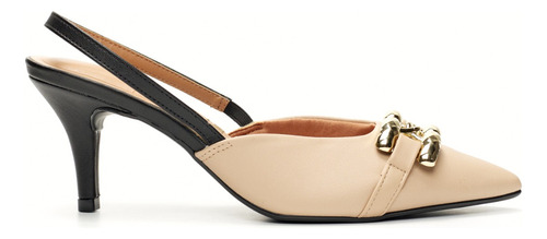 Taco Negro Beige Y Dorado Mujer Vizzano