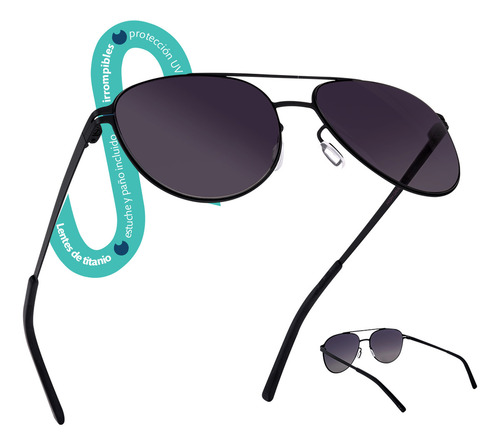 Lentes De Sol De Titanio Optioutlet Negro - Diseño Ligero Y Resistente Con Protección Uv 100% Polarizados Para Máxima Seguridad Y Estilo - Marco Ultraligero De Alta Calidad Ideal Para Uso Diario