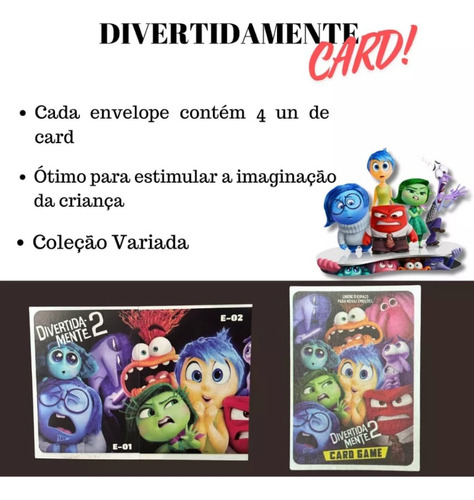 Kit 200 Cards = 50 Pc Cartas Figurinhas Divertidamente 2 Cartinhas Divertidamente 2 Bater Bafo