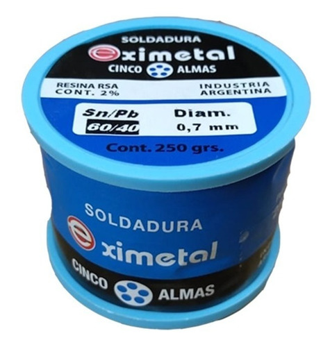 Estaño 250gr Eximetal 60/40 0.7 / 1 / 1.6 /2mm 1/4kg