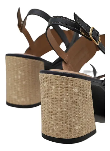 Sandalia Feminina Dakota Salto Bloco Marinho Y8284 + Brinco