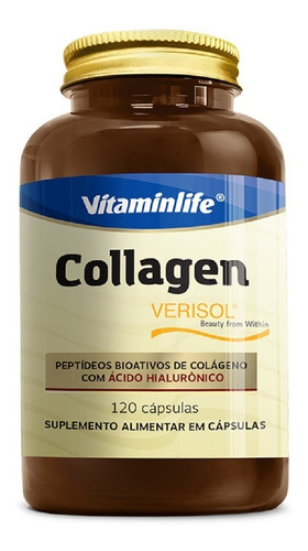 Vitaminlife Collagen Verisol com Ácido Hialurônico 120 cápsulas sem sabor