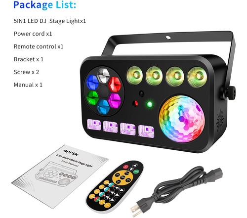 Luz Led Para Fiestas En El Escenario, Luz De Dj 5 En 1 De 10
