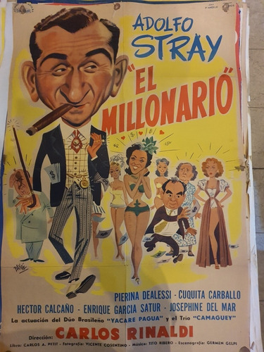 1 Antiguo Afiche De Cine El Millonario Adolfo Stray 631