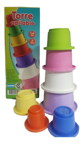 Torre Apilable Juguete Didacto 7pzs Niños Infantil New Plast