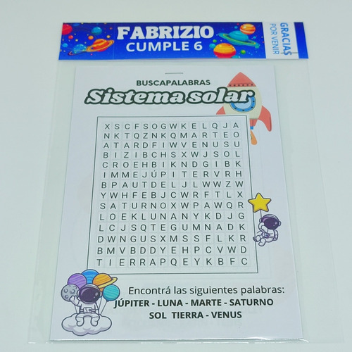 30 Blocks Sopas De Letras Souvenir Cumple Sistema Solar