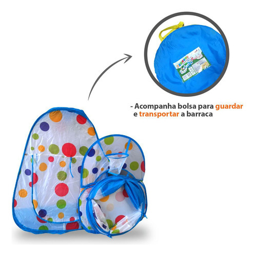 Carpa Blue Cabana con túnel para niños y piscina de bolas