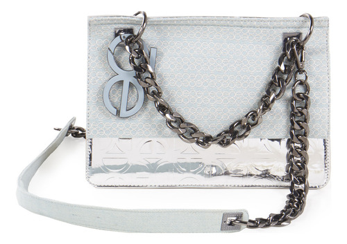 Bolsa Satchel Cloe Para Mujer Denim Detalle Cadena Color Plateado