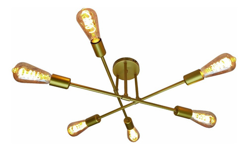 Imagen 2 de 7 de Lampara De Techo Decorativa Tipo Plafón 6 Brazo + Bombillos