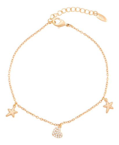 Fina Pulsera Esclava Corazón Mujer Oro Laminad 18k Swarovski