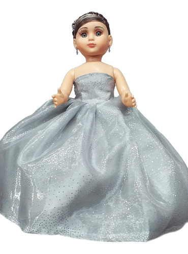 Muñeca Quinceañera Xv 15 Niña Gris Plata 1