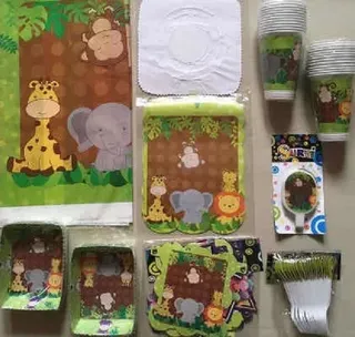 Kit Decoración Fiesta Incluye Piñata Selva Zoologico Safari