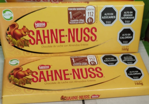 Chocolate Nestle Chile Sahne Nuss Importado 2 Barras De 160g