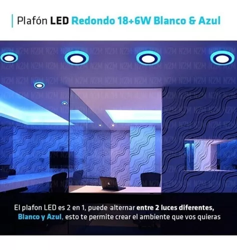 Plafon Led Plafon Techo Focos Led Interior 18+6w Blanco Azul