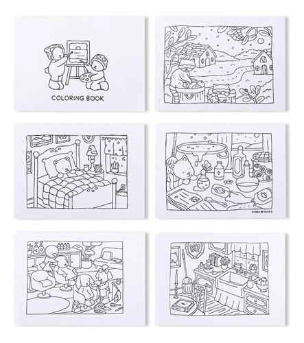 2 Lindos Libros Para Colorear Con Forma De Osito, Tapa Dura,