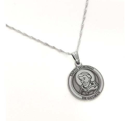 Cadena Y Dije Santo Domingo De Guzmán Plata 925 Plata 925 40 Cm