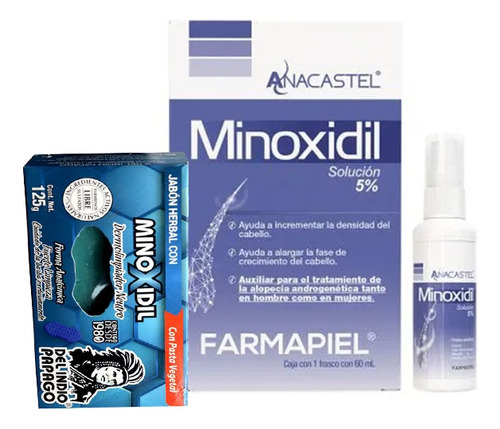 Kit Anticaida Minoxidil 5% Promotor De Crecimiento De Cabello Capilar Anacastel Con Jabo