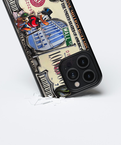 Funda Dolar Billete Tio Rico Mc Pato Wall Street Dinero Negro Iphone 16 Pro