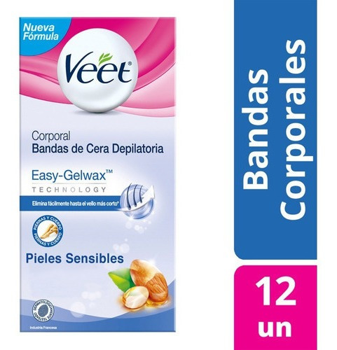 Veet Bandas Depilatorias Corporales Para Piel Sensible 12u