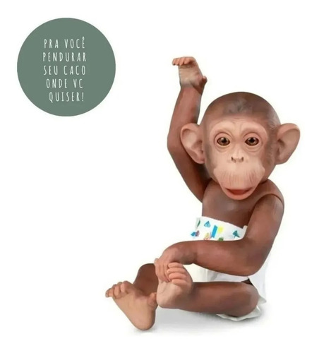Boneco Bebê Macaco Little Caco Com Mamadeira Fralda E Banana