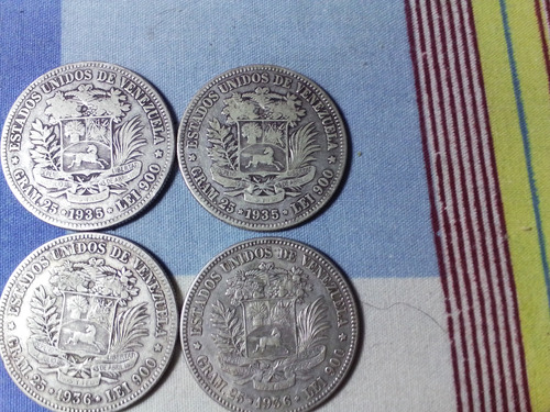 Fuertes De Plata - 5 Bs.años 1935 Y 1936 - Ley 900