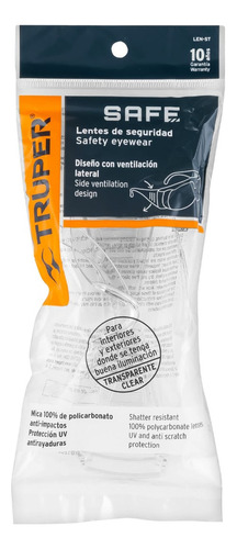 Lentes De Seguridad Color Transparente Truper 14252