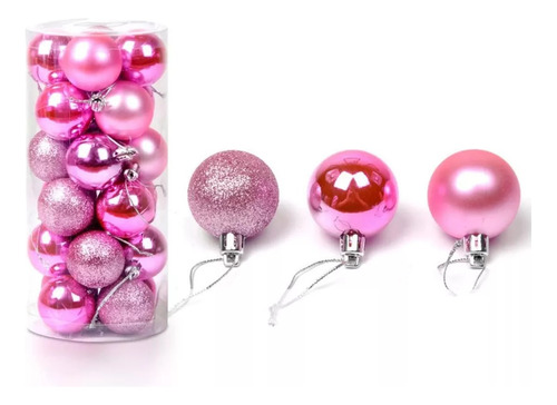72pcs 3cm Esferas Navideñas Rosa Bola Decorativa De Navidad