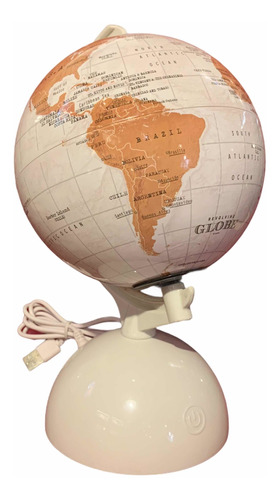 Globo Terraqueo 15 Cms Luz Con Base Blanca