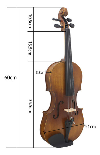 Violín 4/4 De Tamaño Completo Con Acabado Mate, Cara De Pino