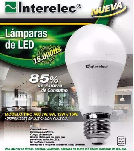Imagen 2 de 6 de Pack X 10 Unidades Lampara Led 9w Luz Fria Rosca Comun E27