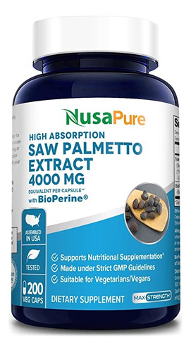 Saw Palmetto 1,000mg 200 Capsulas Importado De Usa Prostata