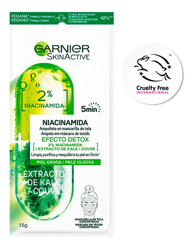 Garnier ampolla en mascarilla skin active con niacinamida 15g