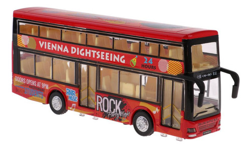 1:50 Diecast Car Toy Pull Back Bus De Dos Pisos Con Luz Y