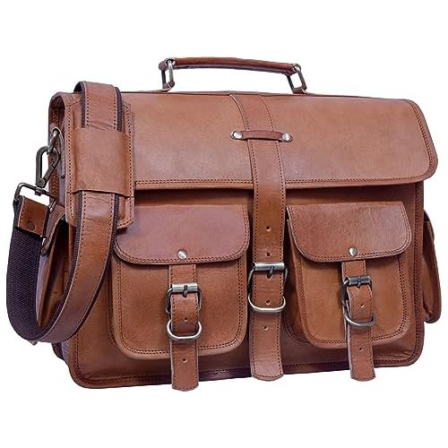 Real Leather Messenger Bag For Men And Women Vintage Co...