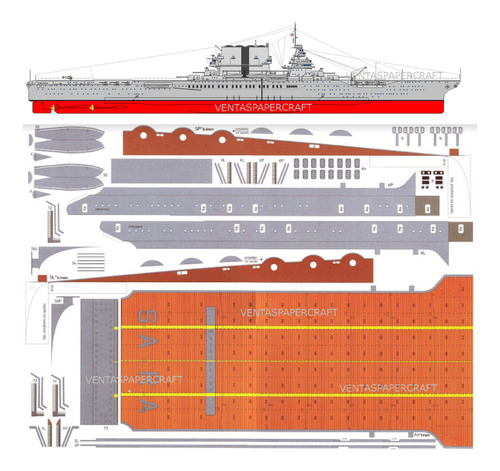 Portaaviones Uss Saratoga (cv-3) 1:200 Papercraft (x Mail)