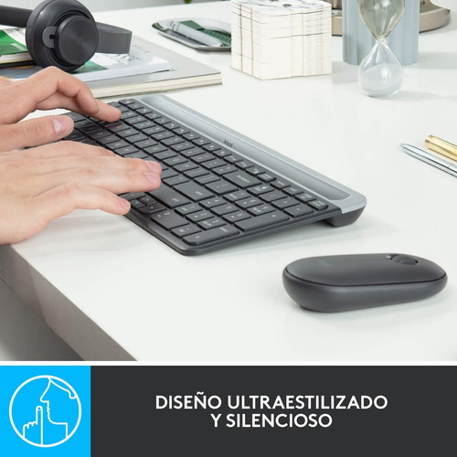 Kit Teclado Y Mouse Inalambrico Logitech Mk470 Grafito Negro